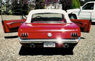 Picture red mustang convertible rear view